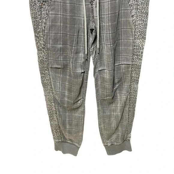 Anthropologie Kalli Joggers Pants Drawstring Plaid Leopard Print Gray Size XS - Picture 4 of 9